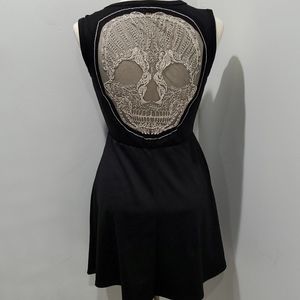 Audrey 3+1 Skull Skater Little Black Goth Dress Size Small